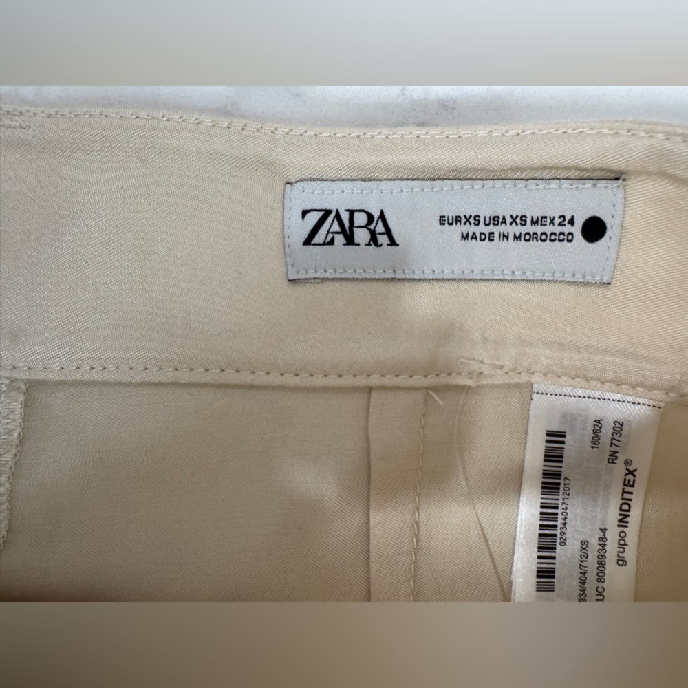 Zara 100% Lyocell Cream Wide-Leg Pants - Picture 4 of 13